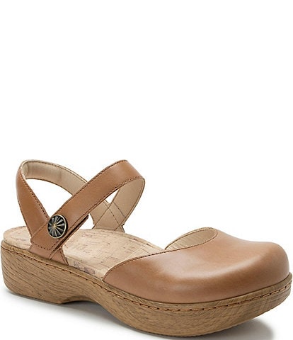 Alegria Opal Leather Ankle Strap Clogs