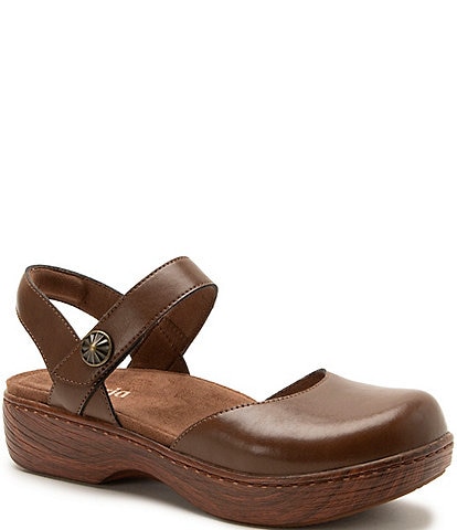 Alegria Opal Leather Ankle Strap Clogs