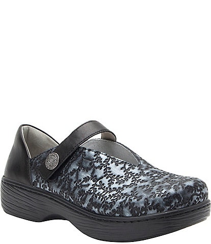 Alegria Opheliah Ivy Textured Metallic Leather Mary Jane Clogs