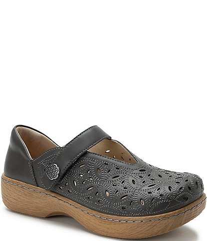 Alegria Opheliah Leather Perforated Mary Jane Clogs