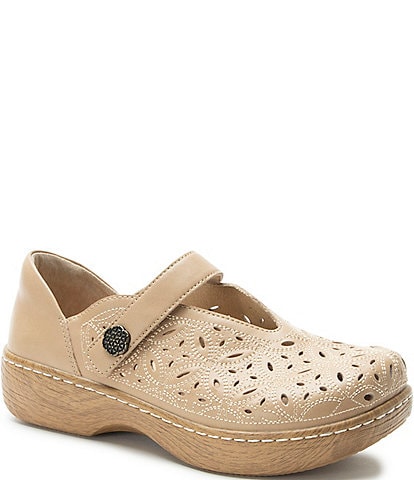 Alegria Opheliah Leather Perforated Mary Jane Clogs