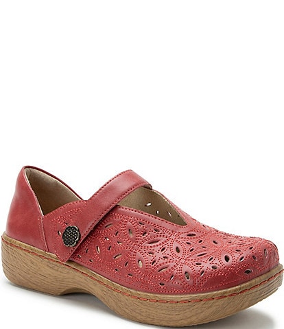 Alegria Opheliah Leather Perforated Mary Jane Clogs