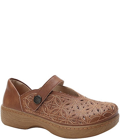 Alegria Opheliah Perforated Leather Mary Jane Clogs