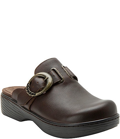 Alegria Osmosis Leather Buckle Hardware Clogs