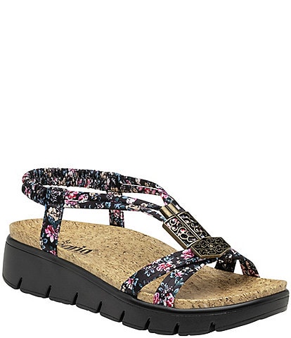 Alegria Roz Floral Print Platform Wedge Sandals