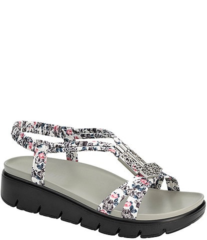 Alegria Roz Tropical Print Platform Wedge Sandals