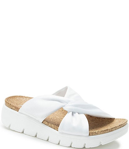 Alegria Rylie Satin Knotted Platform Slide Sandals