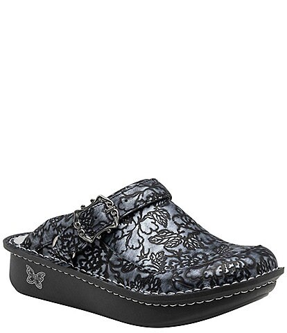 Alegria Seville Chrome Bloom Printed Leather Clogs