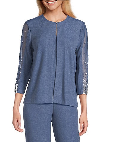 Alex Evenings 3/4 Sleeve Metallic Knit Twinset