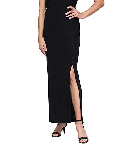 Alex Evenings Metallic Knit Long Column Skirt