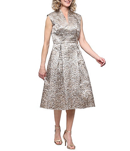 Alex Evenings Midi A-Line Jacquard Dress
