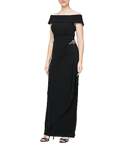 Alex Evenings Off The Shoulder Embellished Sheath Dress