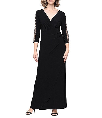 Alex Evenings Petite Size Beaded Illusion Gown