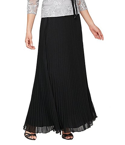 Alex Evenings Petite Size Chiffon Pleated Pull-On A-Line Skirt