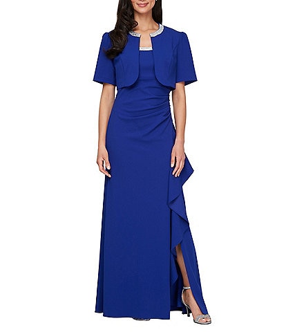 Alex Evenings Petite Size Long Crepe Jacket Dress