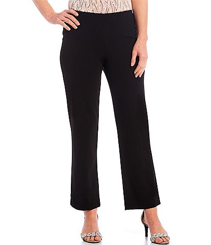 Alex Evenings Petite Size Solid Crepe Flat Front Slim Leg Pants