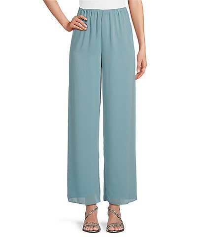 Alex Evenings Petite Size Wide Leg Elastic Waist Chiffon Pull-On Pants
