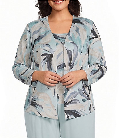 Alex Evenings Plus Size Printed Metallic Knit Twinset