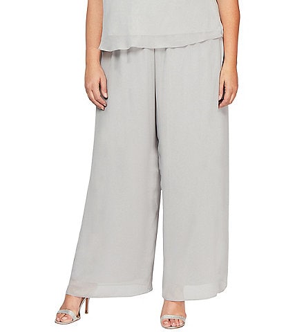 Alex Evenings Plus Size Silky Chiffon Pants
