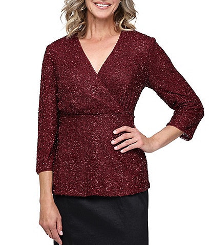 Alex Evenings Sequin V-Neck Blouse