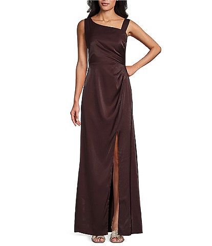 Alex Evenings Sleeveless Asymmetrical Neck Front Slit Dress