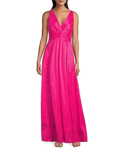 Alex Evenings Sleeveless V-Neck Stretch Taffeta A-Line Dress