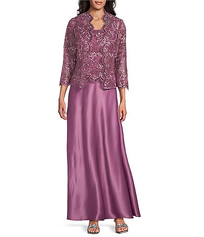 Alex Evenings Stretch Tulle Satin Jacket Dress