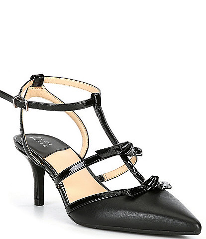 Alex Marie Ainsley Leather T-Strap Bow Pumps