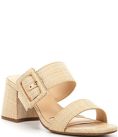 Alex Marie Alayne Raffia Two Band Buckle Slide Sandals