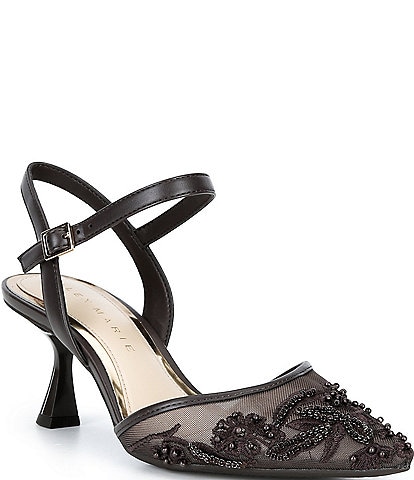 Alex Marie Alyssa Embroidered Mesh Slingback Pumps
