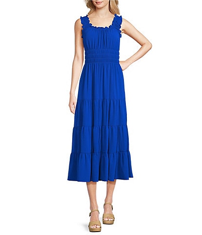 Alex Marie Bentley Pebble Crepe Scoop Neck Sleeveless Maxi Dress