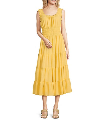 Alex Marie Bentley Pebble Crepe Scoop Neck Sleeveless Maxi Dress