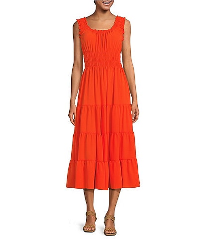 Alex Marie Bentley Pebble Crepe Scoop Neck Sleeveless Maxi Dress