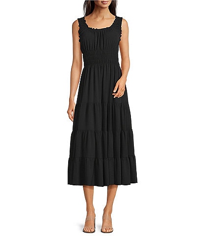Alex Marie Bentley Pebble Crepe Scoop Neck Sleeveless Maxi Dress