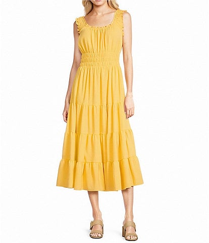 Alex Marie Bentley Pebble Crepe Scoop Neck Sleeveless Maxi Dress