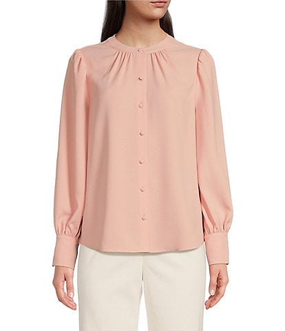 Alex Marie Bianca Banded Collar Button Front Blouse