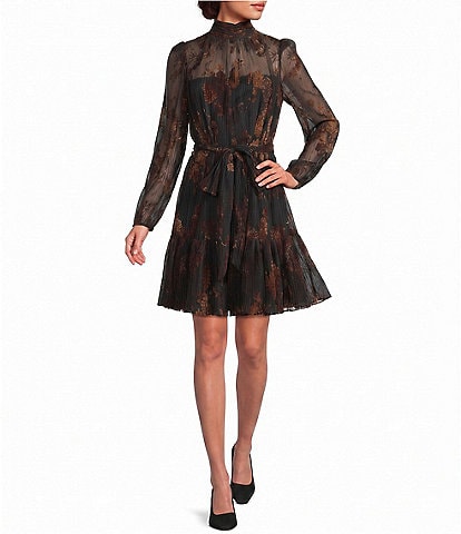 Alex Marie Carley Burnout Turtleneck Long Sleeve Dress