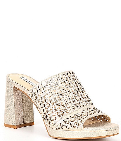 Alex Marie Celicia Shimmer Pearl Embellished Platform Dress Sandals