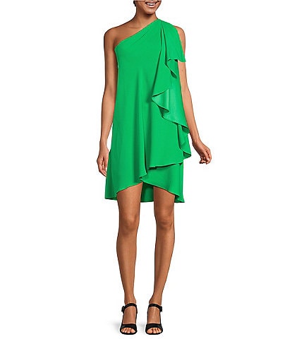Alex Marie Chantal Crepe One Sleeve Above Knee Caftan Dress
