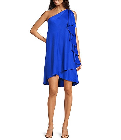 Alex Marie Chantal Crepe One Sleeve Above Knee Caftan Dress