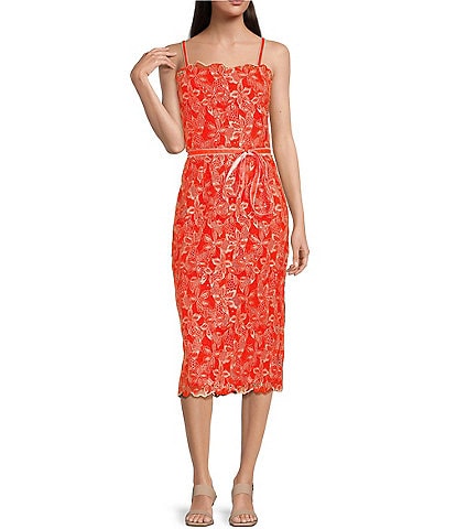 Alex Marie Crystal Embroidered Lace Sleeveless Dress