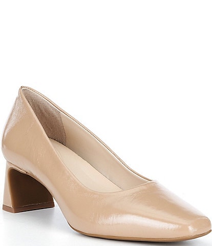 Alex Marie Daphne Shiny Leather Block Heel Pumps