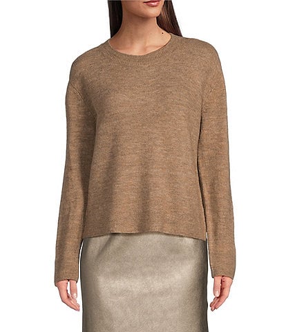 Alex Marie Emmylou Knit Crew Neck Long Sleeve Cropped Sweater