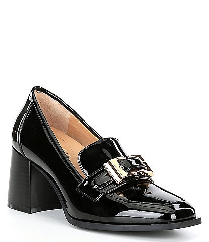 Alex Marie Felix Patent Buckle Detail Heeled Loafers