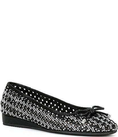 Alex Marie Fiore Rhinestone Woven Mini Wedge Flats