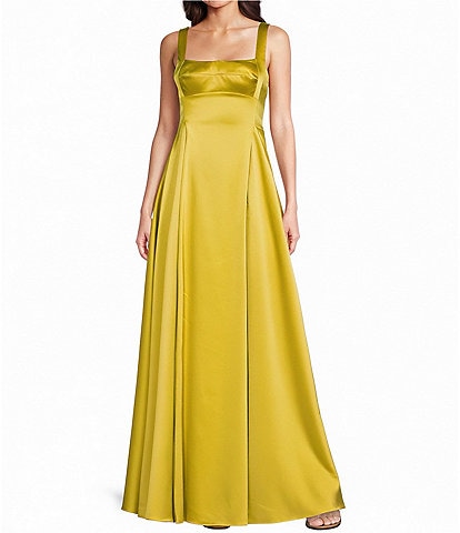 Alex Marie Helen Satin Scoop Neck Sleeveless Gown
