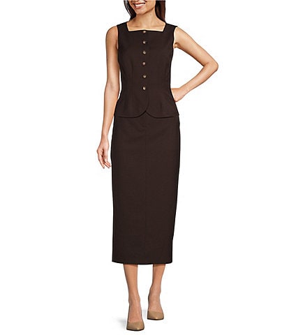 Alex Marie Imogen Anywhere Everywhere Stretch Twill Vest & Coordinating Josie Midi Pencil Skirt