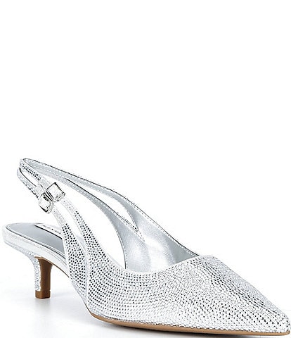 Alex Marie Jocelyn Rhinestone Embellished Double Strap Slingback Pumps