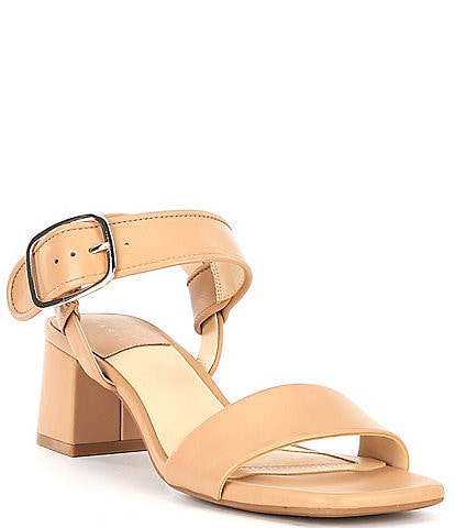 Alex Marie Leyna Leather Double Banded Block Heel Sandals