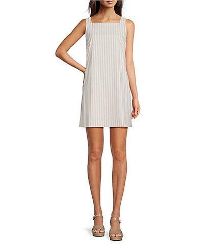 Alex Marie Lily Striped Sleeveless Square Neck Dress